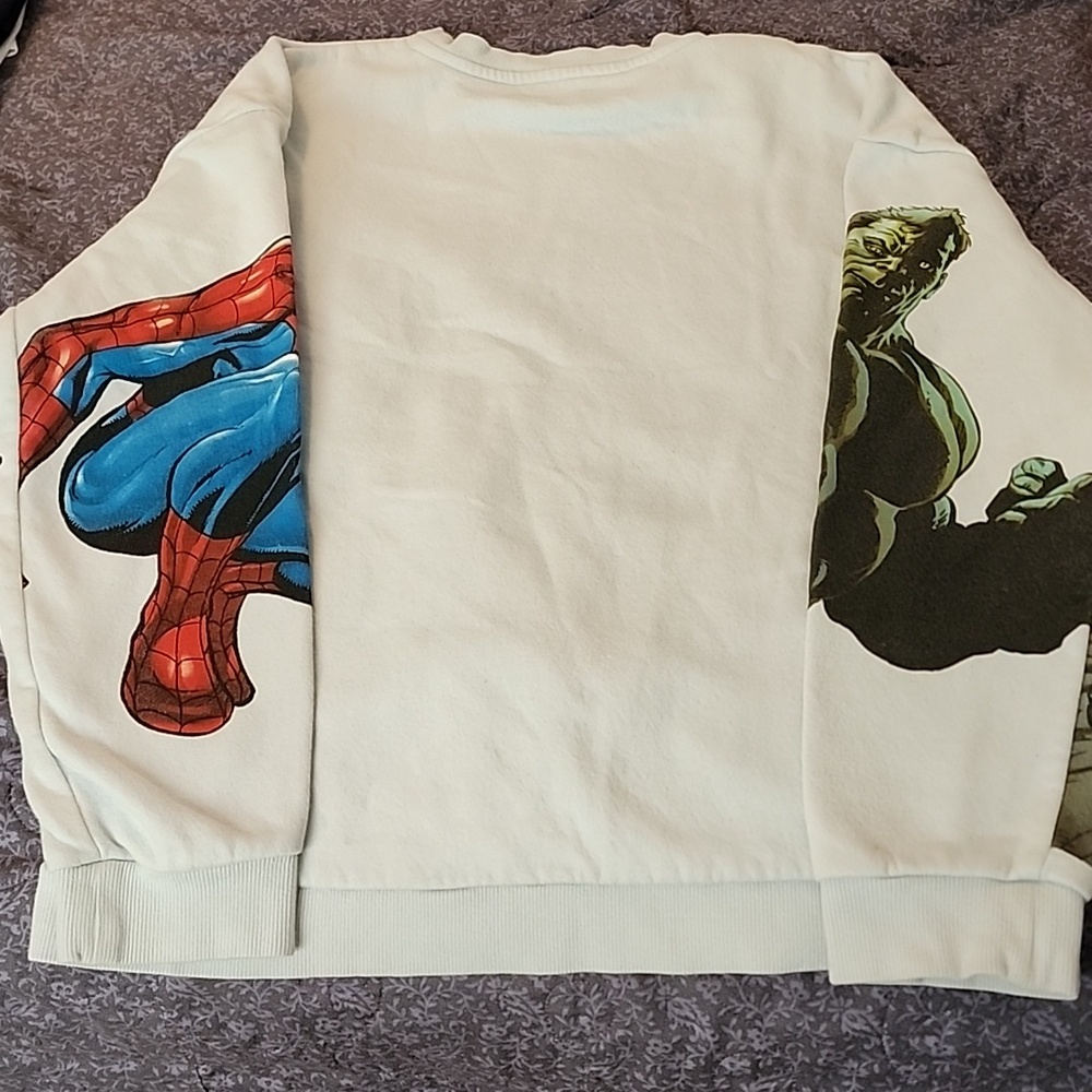 Marvel Light Blue Crewneck Sweatshirt with Avengers Graphic-BOY OR GIRL - Picture 2 of 4